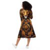 Long Sleeve Midi Dress Luxury LifeStyle Designer Print by Hazelglow
